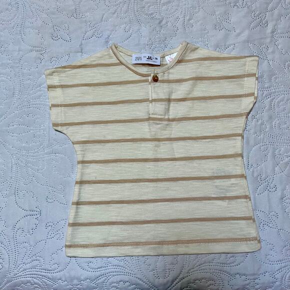 Zara Striped Henley Shirt Size 6-9m - Picture 3 of 5